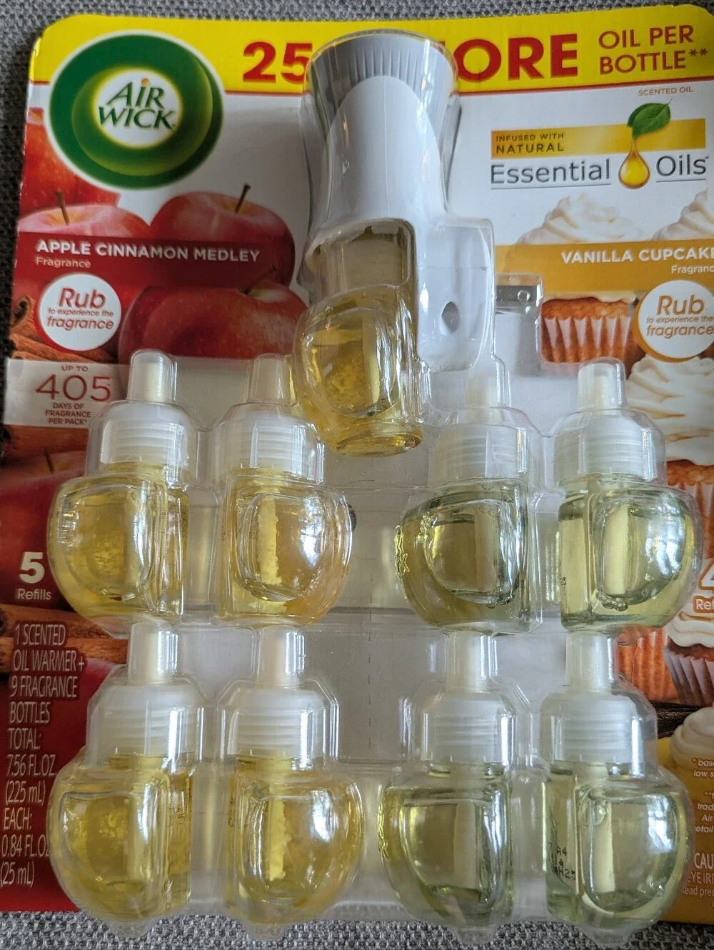 Air Wick | 4 Plug-In Oil Warmers & 9 Refills Bundle | Apple & Vanilla
